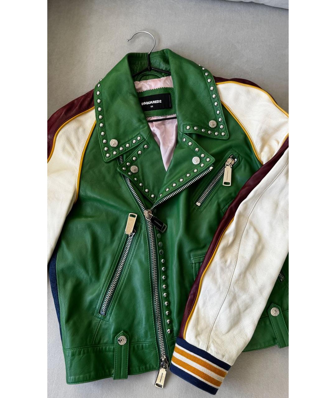 DSQUARED2 Зеленая кожаная куртка, фото 3