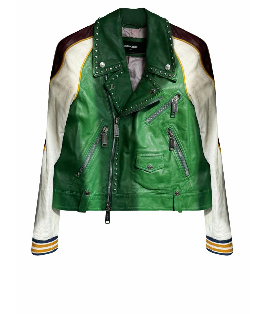 DSQUARED2 Зеленая кожаная куртка, фото 1