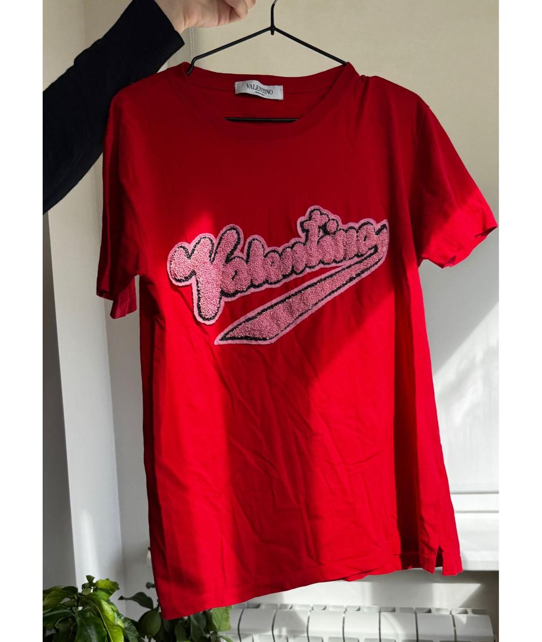 VALENTINO Красная хлопковая футболка, фото 7