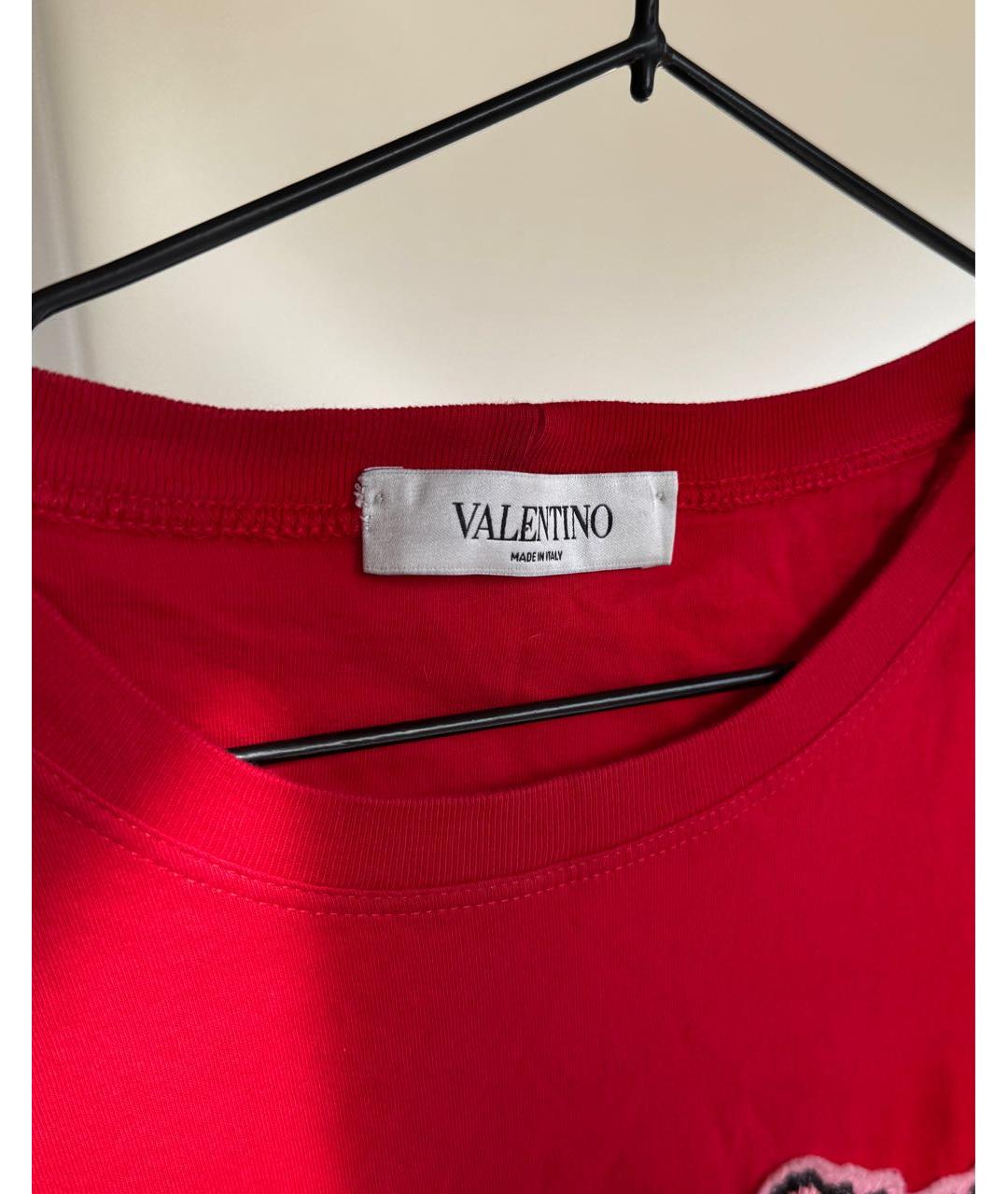 VALENTINO Красная хлопковая футболка, фото 3