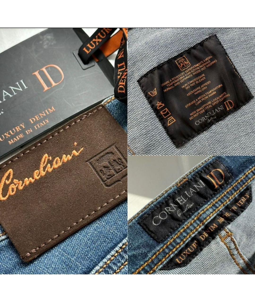 CORNELIANI Синие хлопко-эластановые прямые джинсы, фото 5
