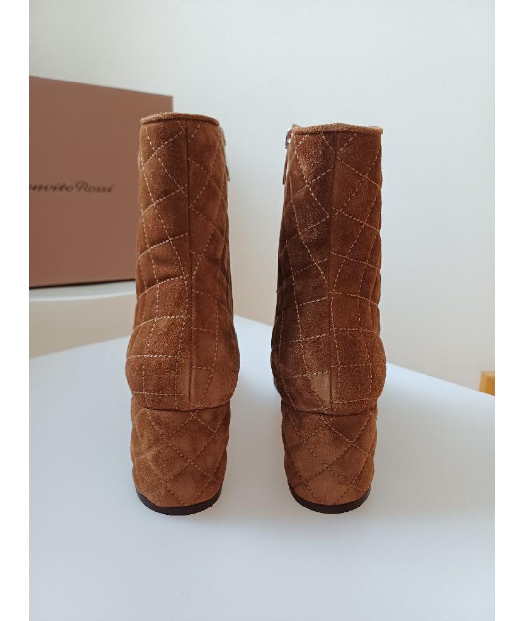 GIANVITO ROSSI Коричневые замшевые ботильоны, фото 7