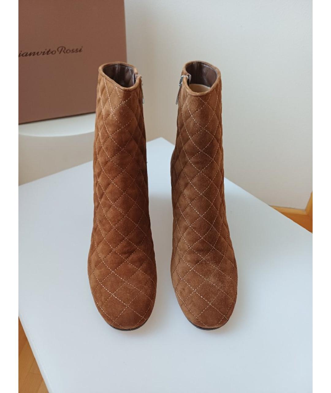 GIANVITO ROSSI Коричневые замшевые ботильоны, фото 6
