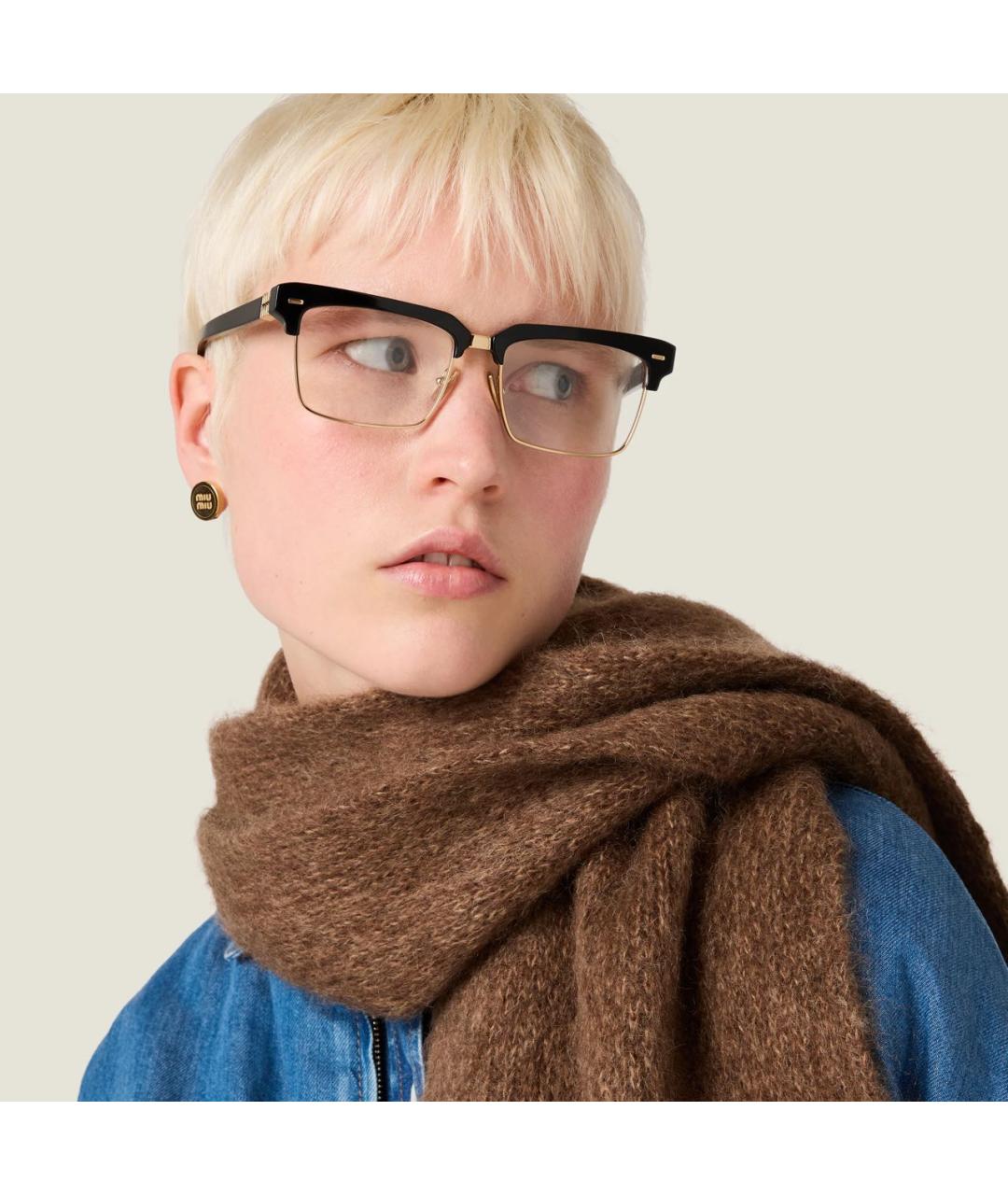MIU MIU Коричневый шерстяной шарф, фото 4