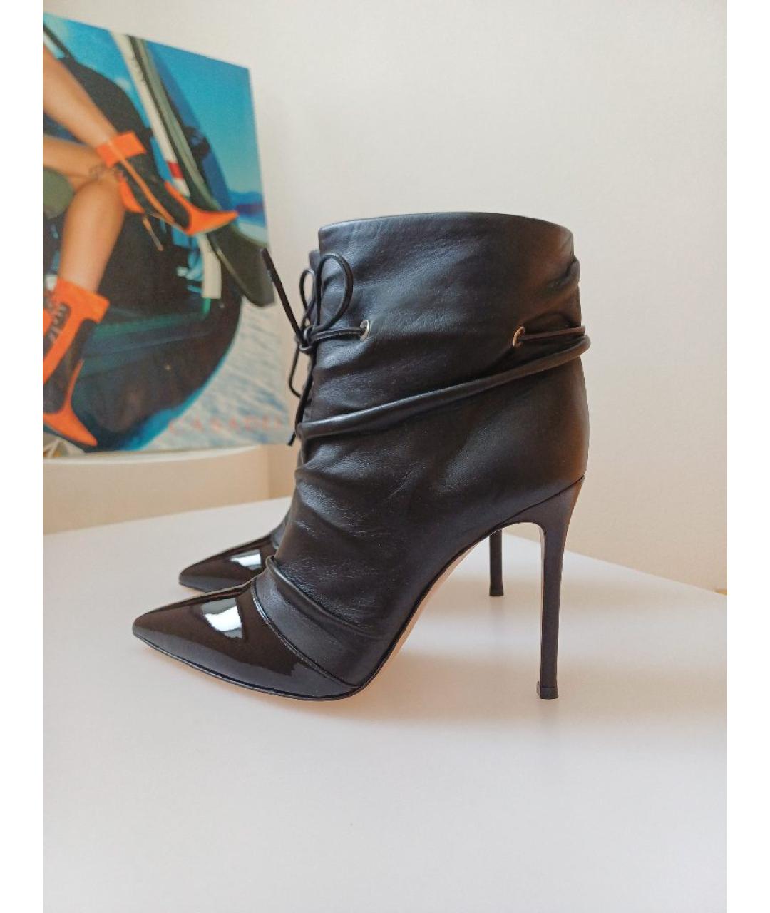 GIANVITO ROSSI Черные кожаные ботильоны, фото 2