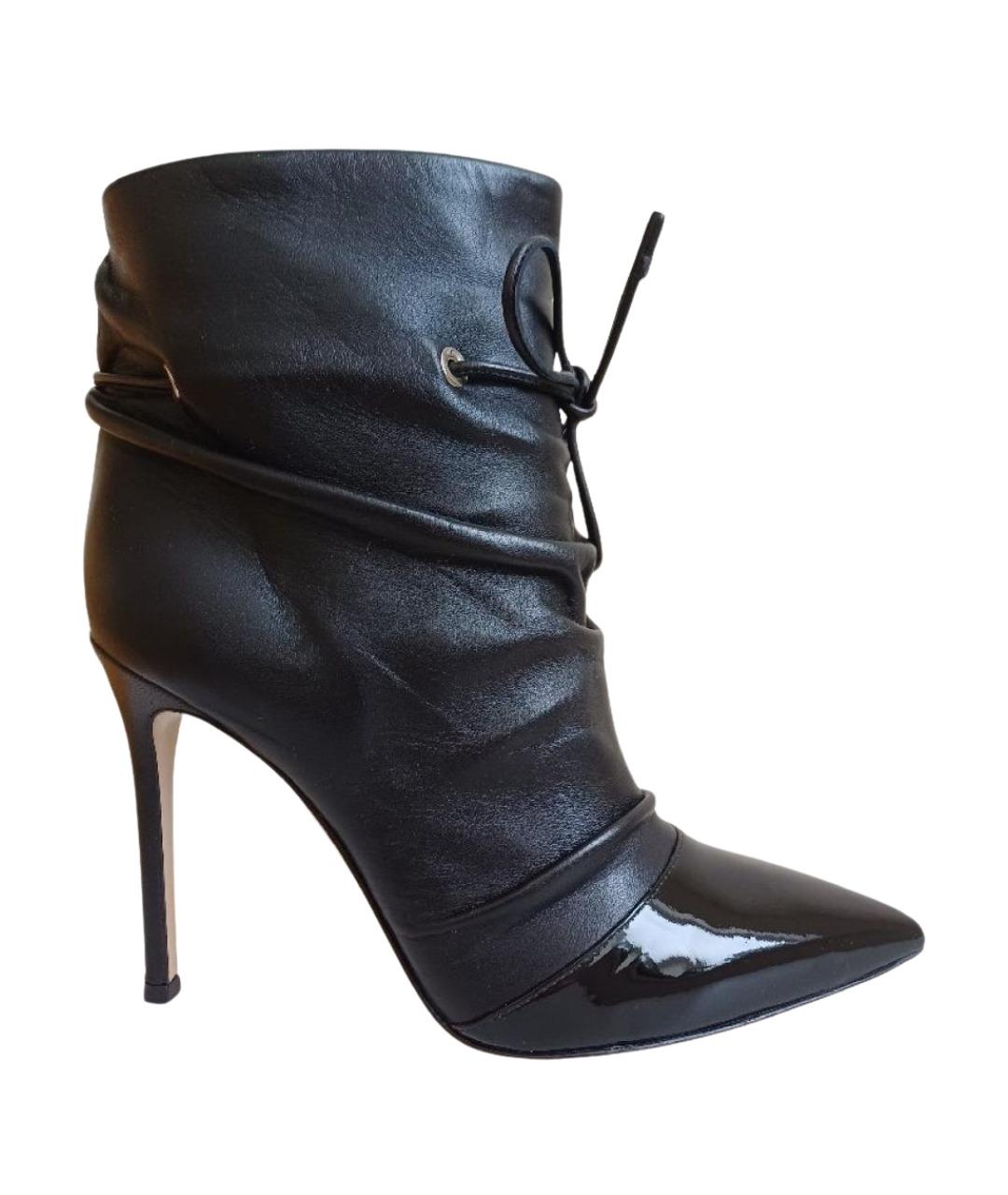 GIANVITO ROSSI Черные кожаные ботильоны, фото 1