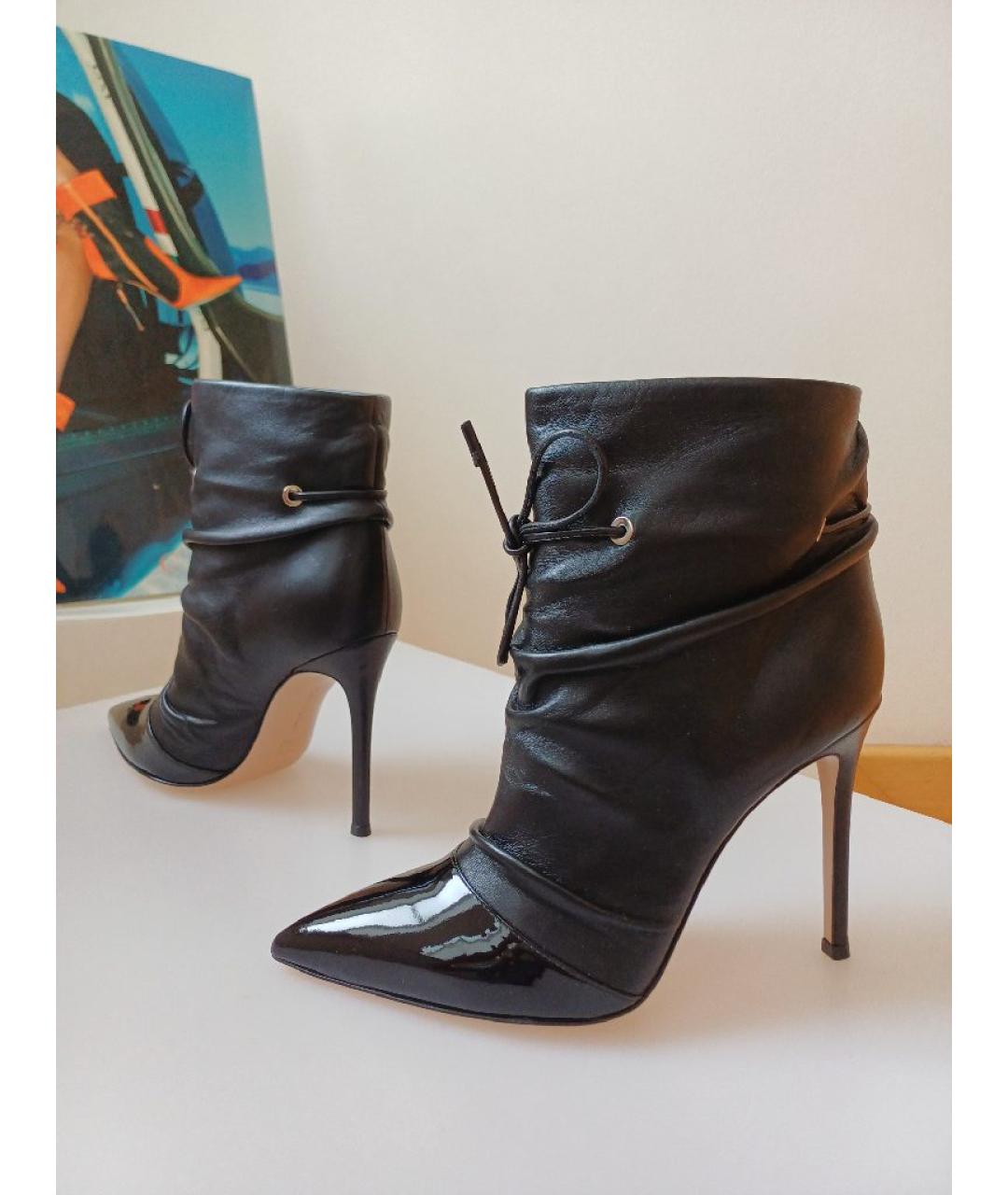 GIANVITO ROSSI Черные кожаные ботильоны, фото 4
