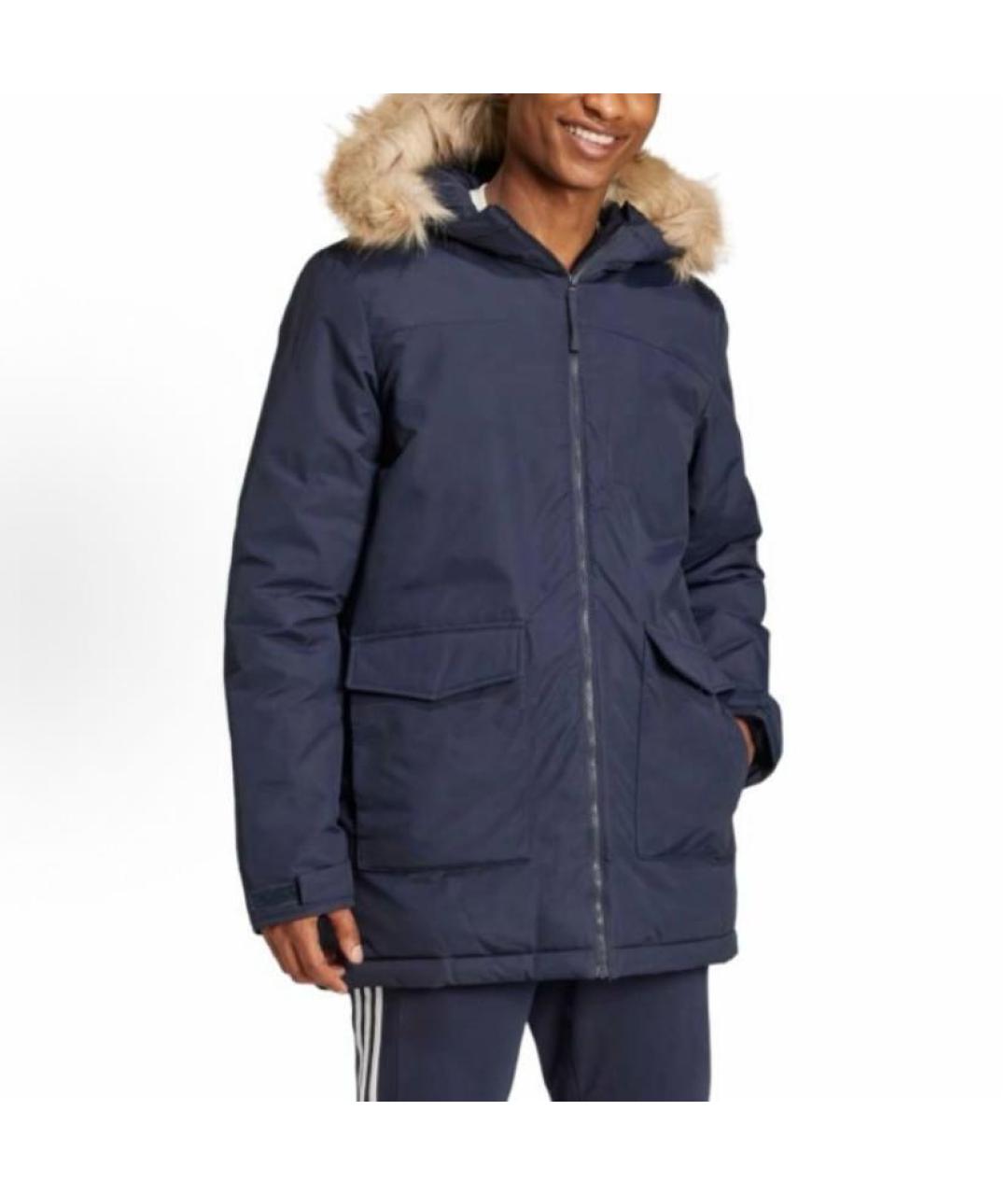 ADIDAS Темно-синяя полиамидовая парка, фото 3