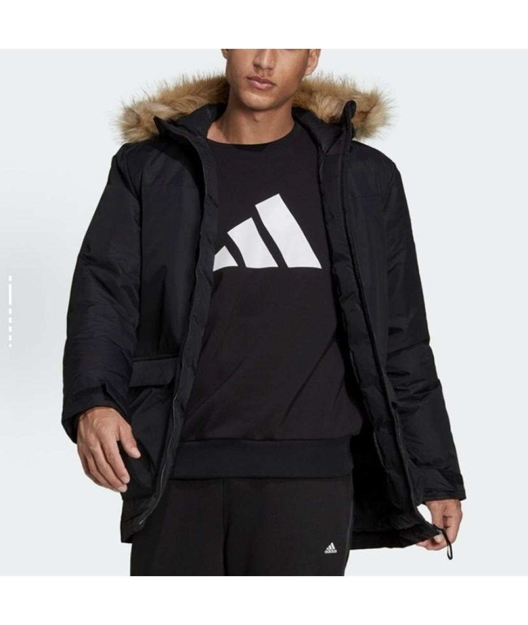 ADIDAS Черная полиэстеровая парка, фото 2