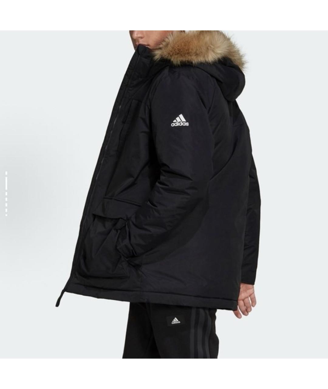 ADIDAS Черная полиэстеровая парка, фото 4