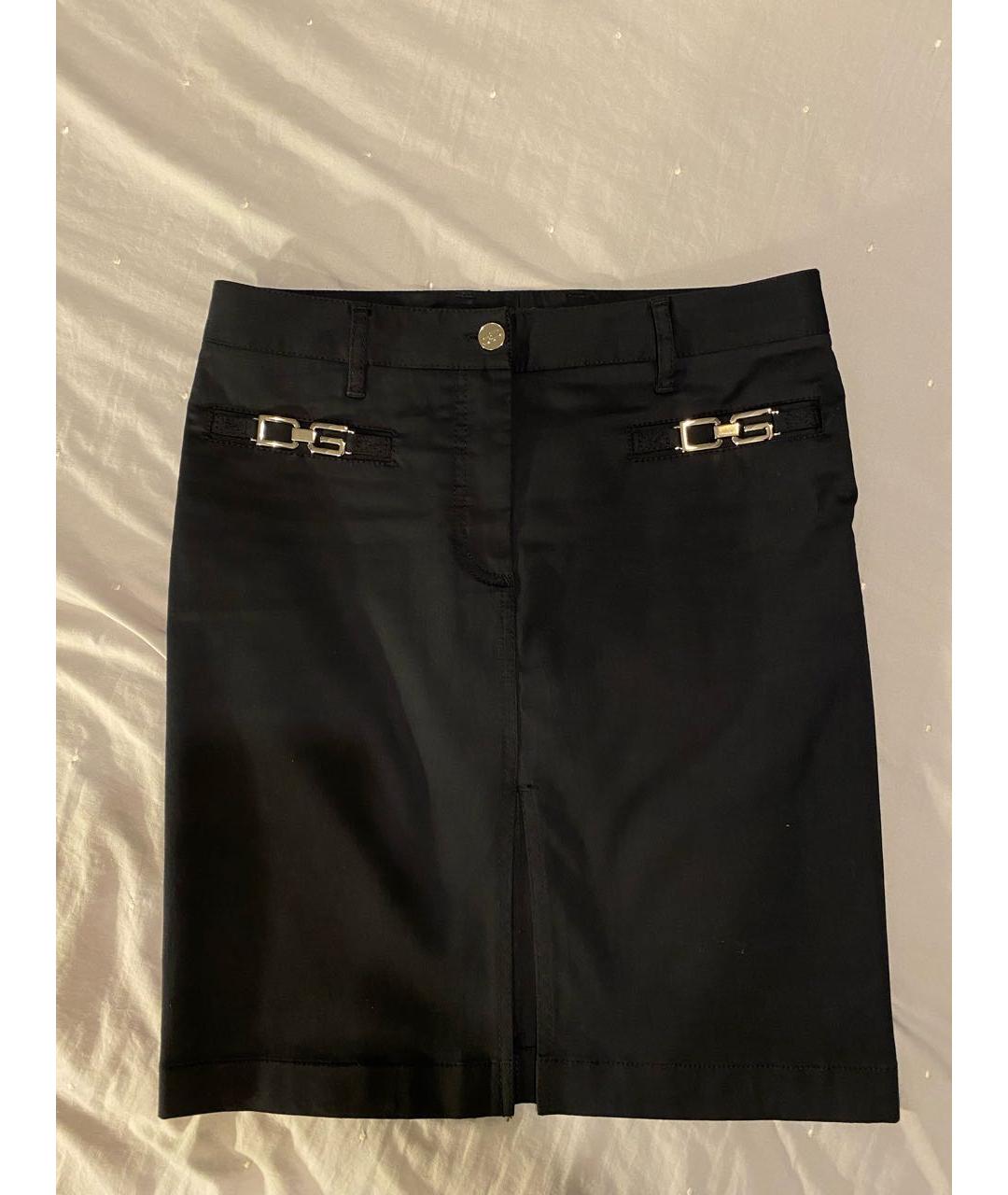 DOLCE&GABBANA Черная хлопковая юбка миди, фото 4