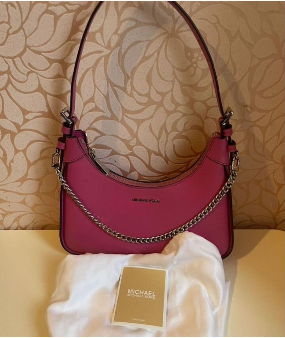 MICHAEL KORS Розовая кожаная сумка с короткими ручками, фото 5