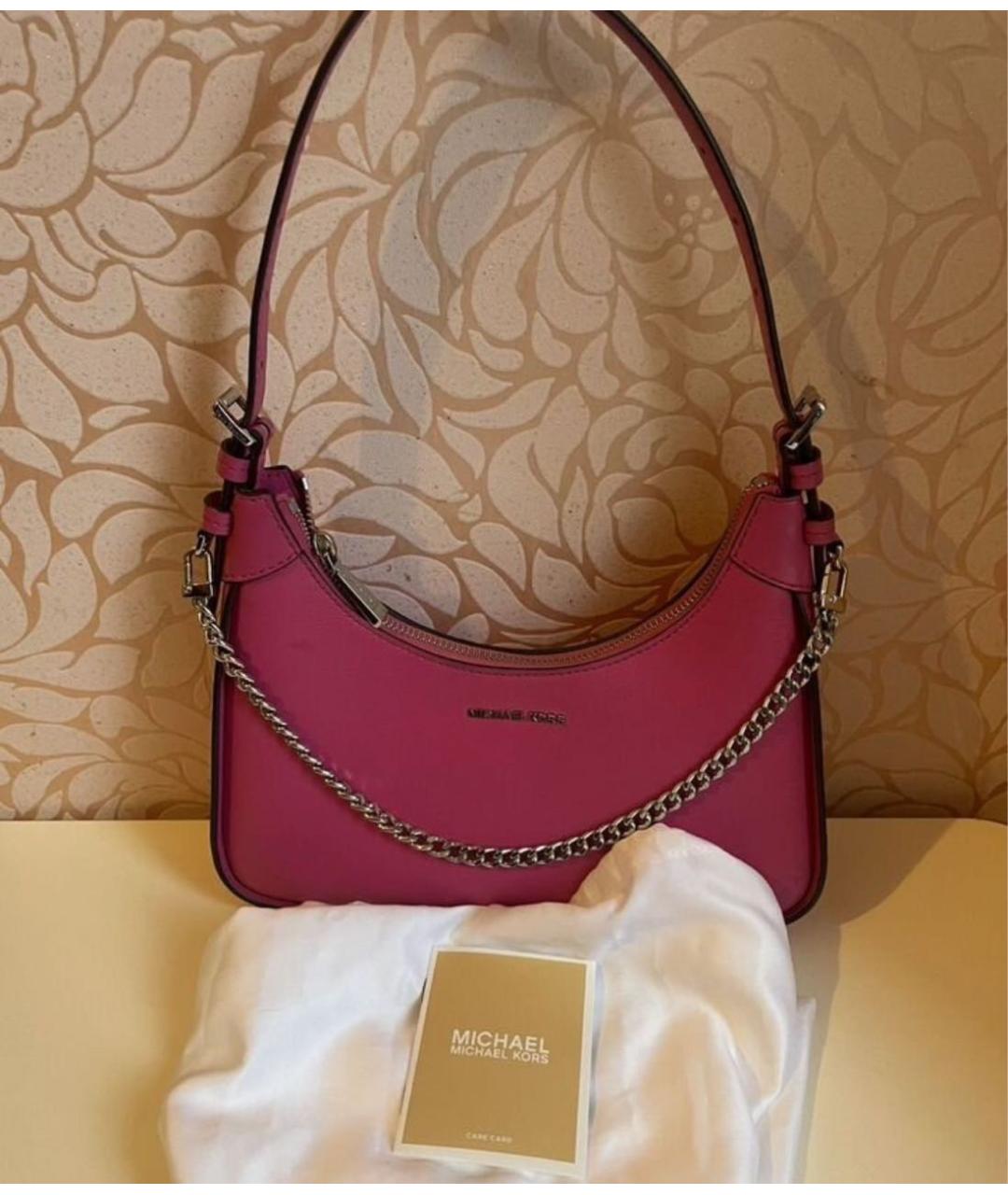 MICHAEL KORS Розовая кожаная сумка с короткими ручками, фото 4