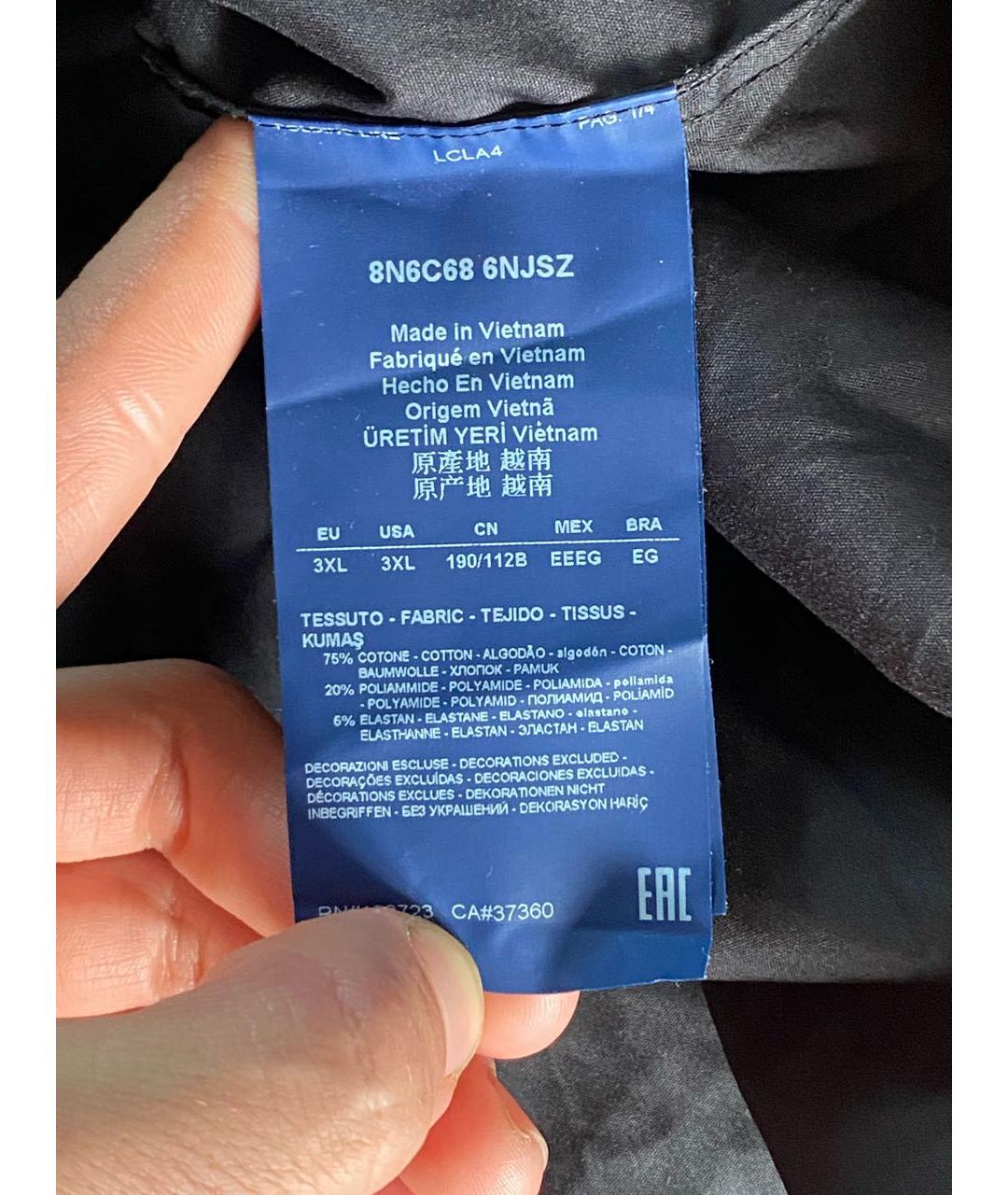 ARMANI JEANS Черная хлопковая классическая рубашка, фото 4