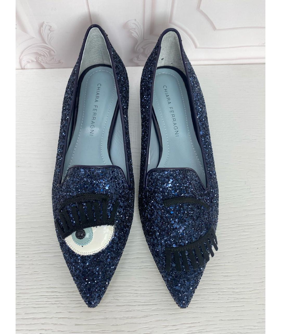 CHIARA FERRAGNI Темно-синие кожаные туфли, фото 2
