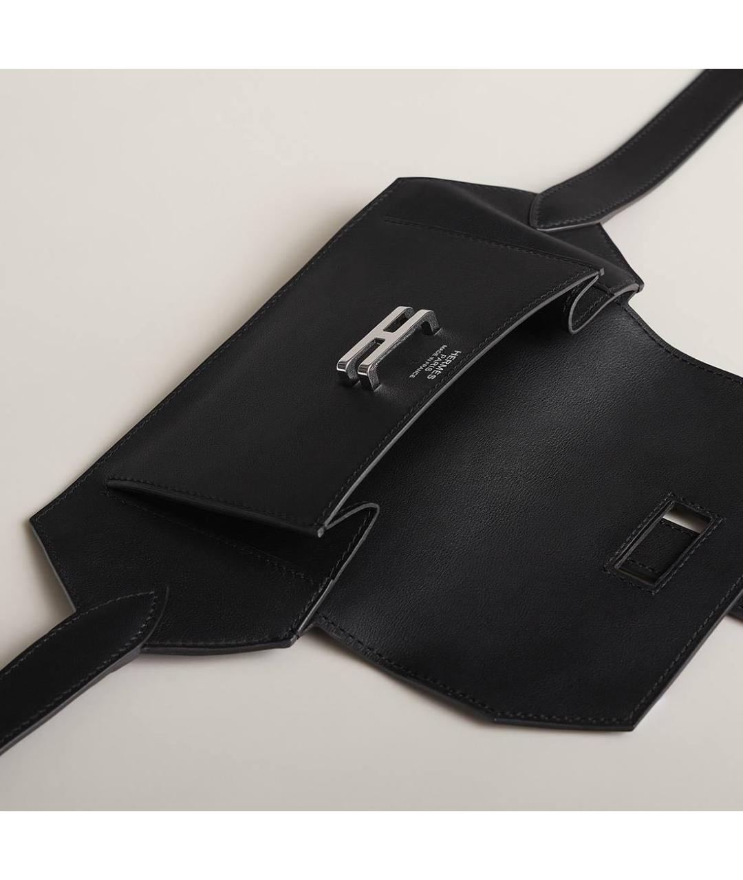 HERMES Черная кожаная поясная сумка, фото 4