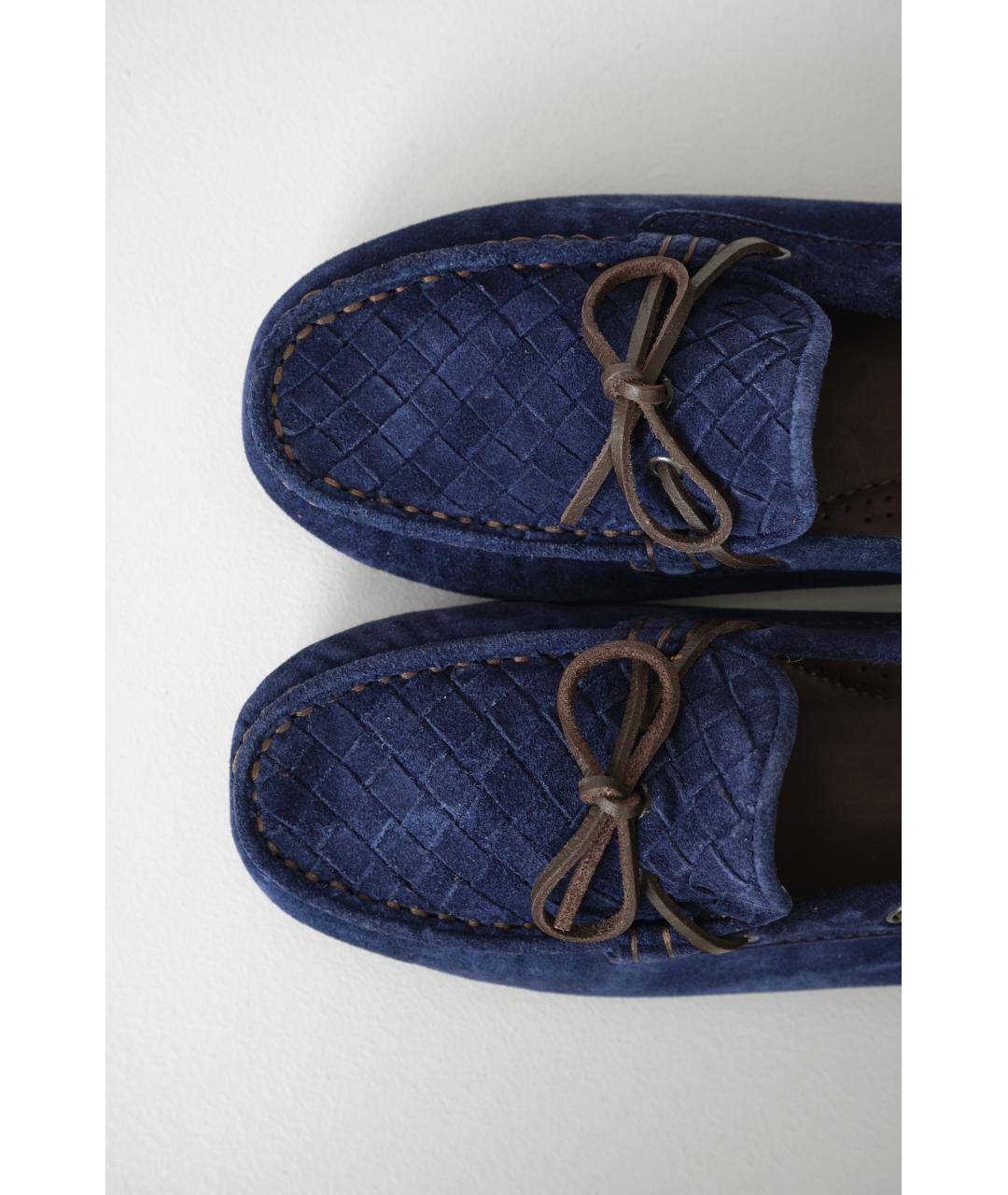 BOTTEGA VENETA Синие кожаные мокасины, фото 3