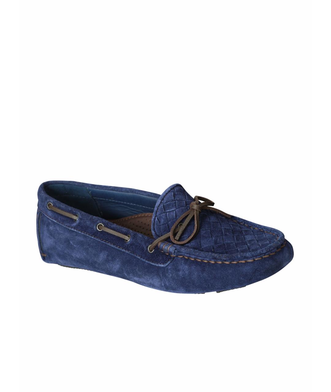 BOTTEGA VENETA Синие кожаные мокасины, фото 1