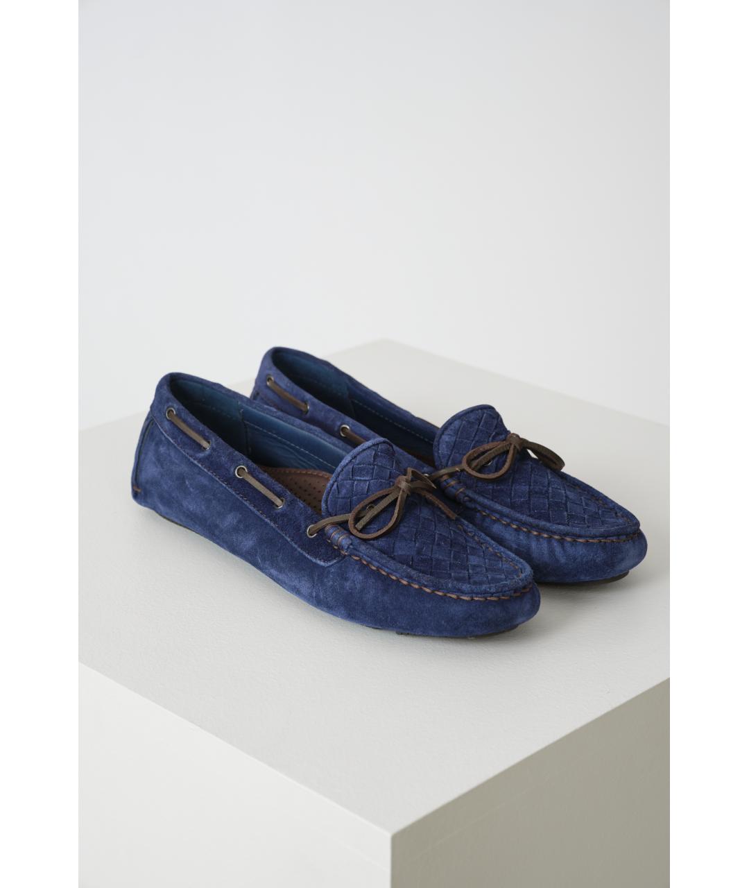 BOTTEGA VENETA Синие кожаные мокасины, фото 4