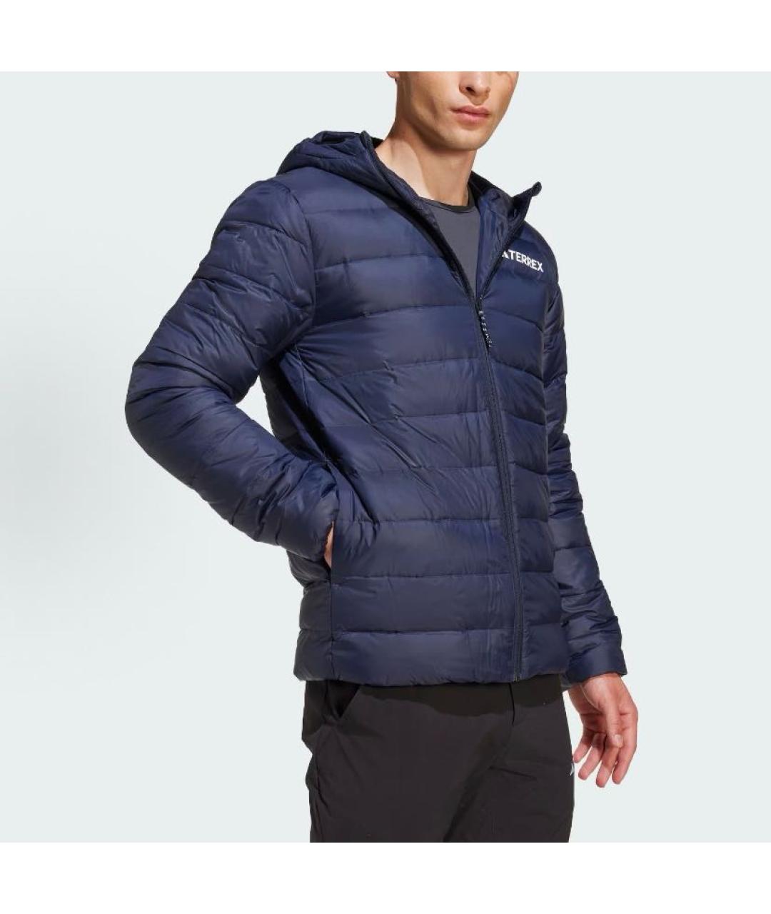 ADIDAS Темно-синяя полиэстеровая куртка, фото 3