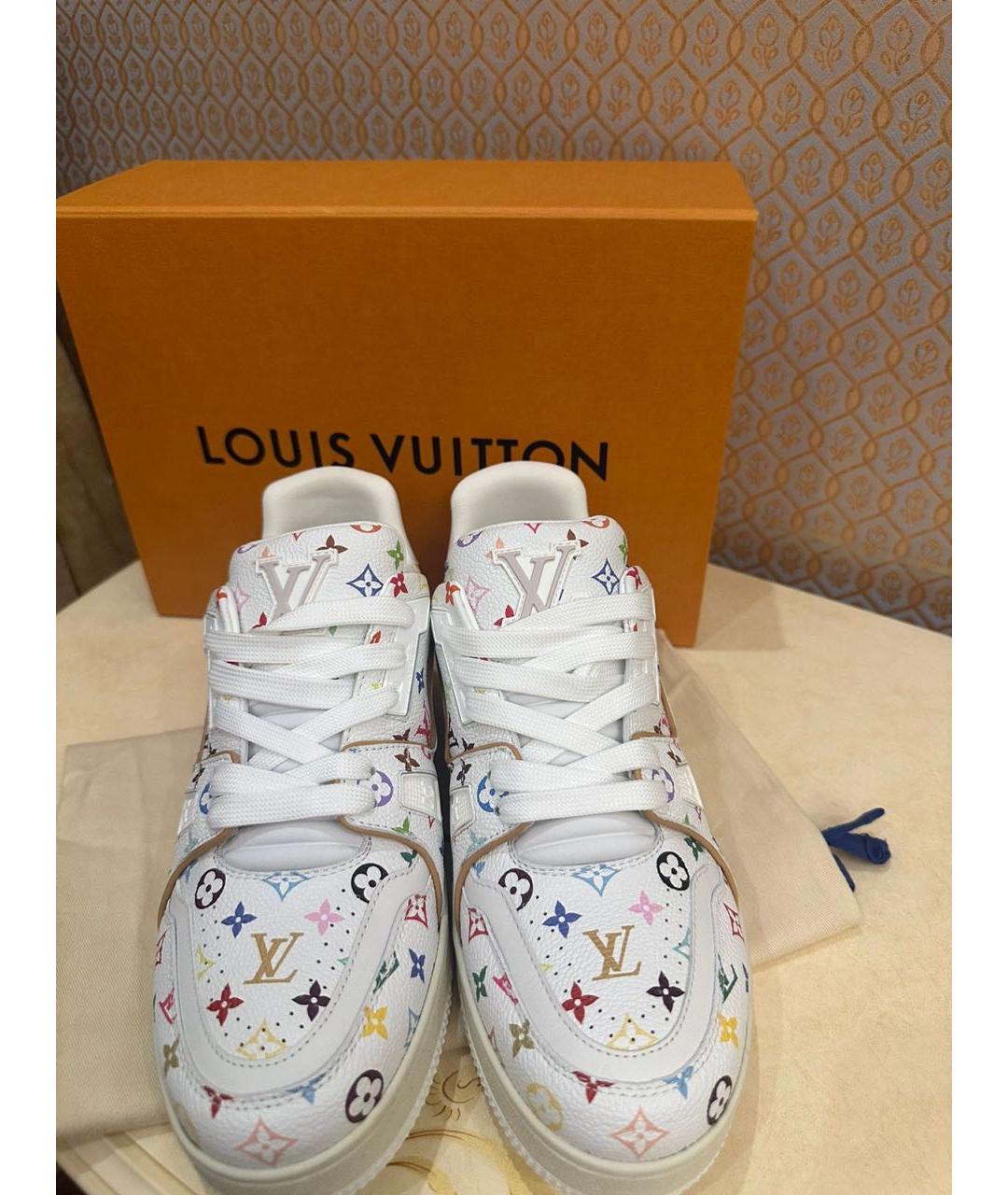 LOUIS VUITTON Белые кожаные кроссовки, фото 2