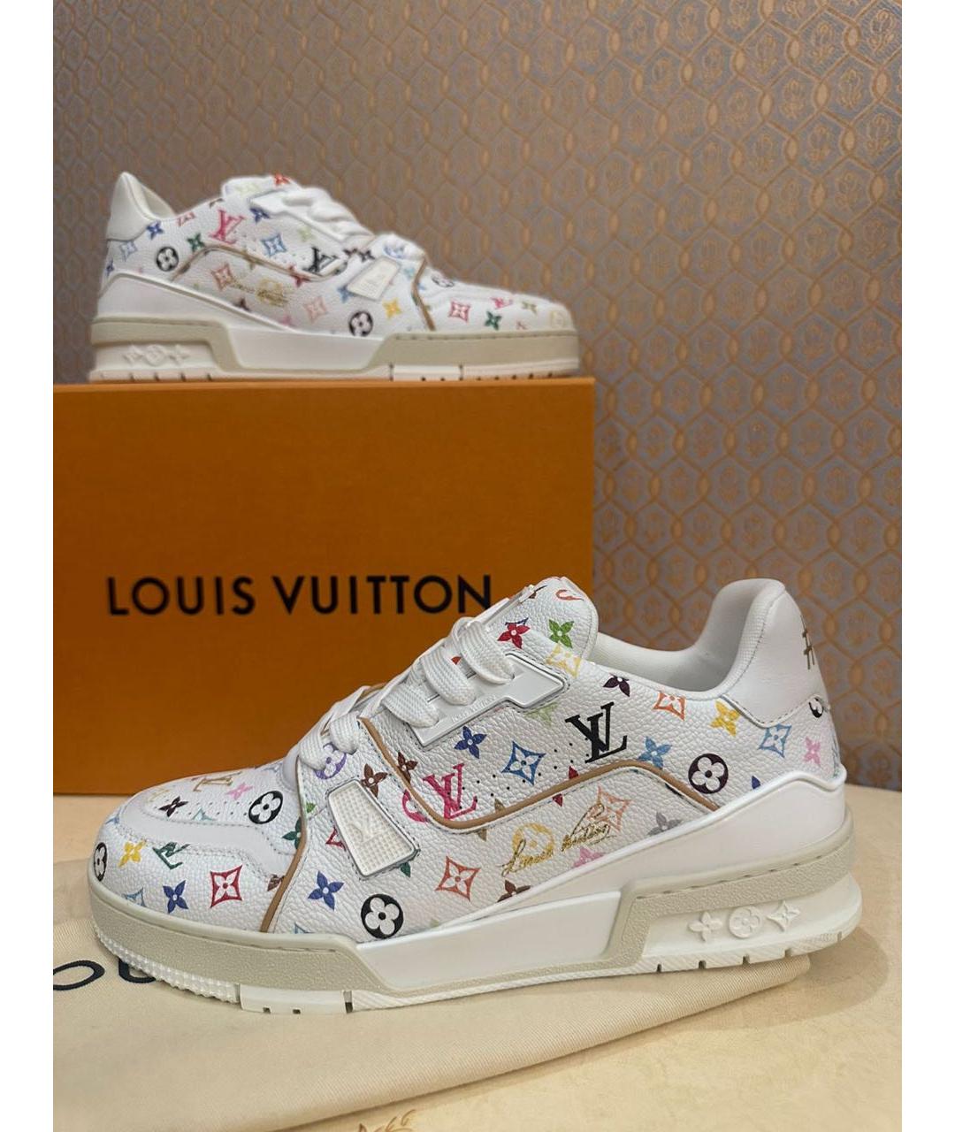 LOUIS VUITTON Белые кожаные кроссовки, фото 4