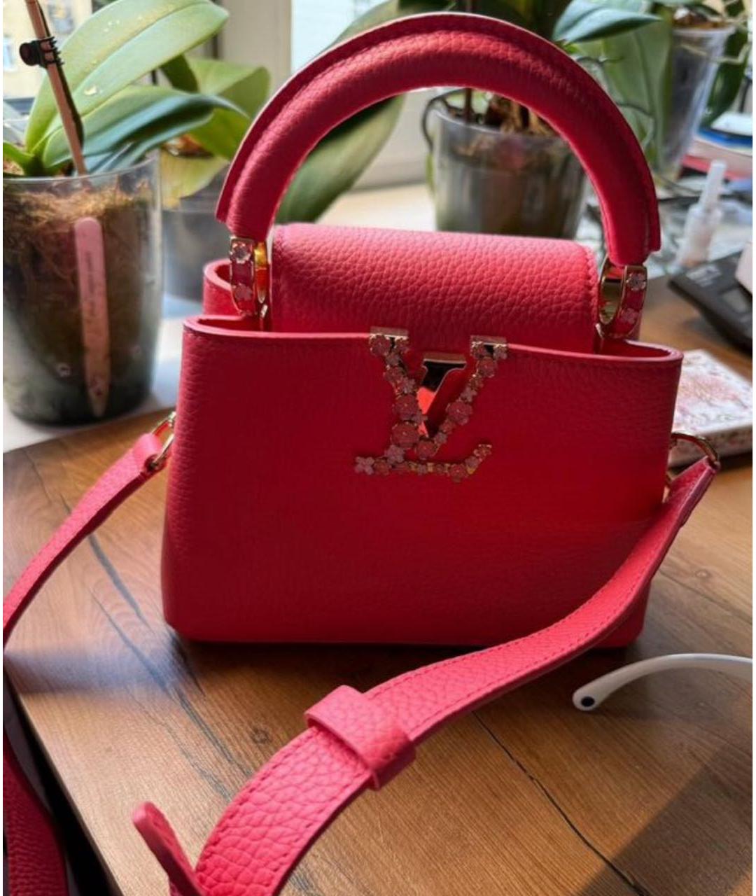 LOUIS VUITTON Розовая кожаная сумка с короткими ручками, фото 4