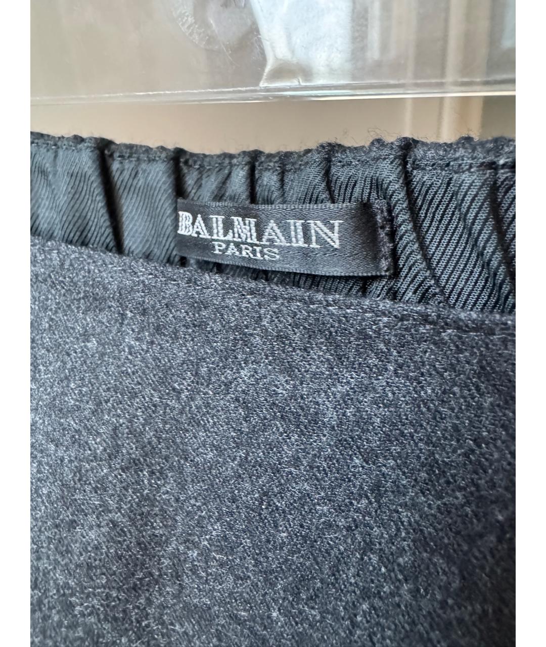 BALMAIN Серая шерстяная юбка мини, фото 5
