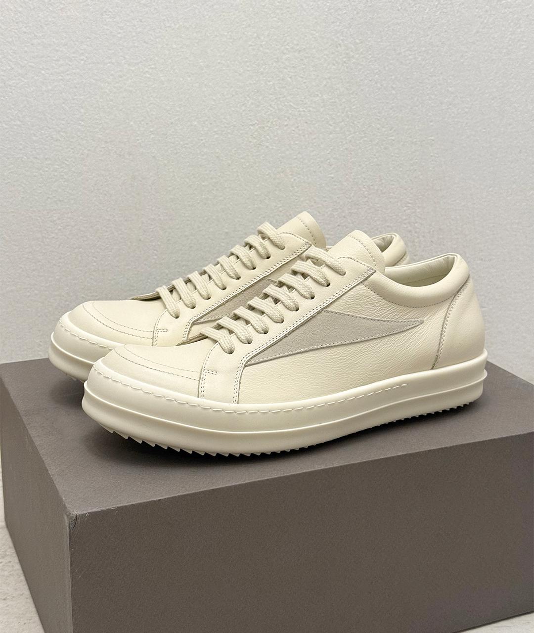 RICK OWENS Белые кожаные кеды, фото 2