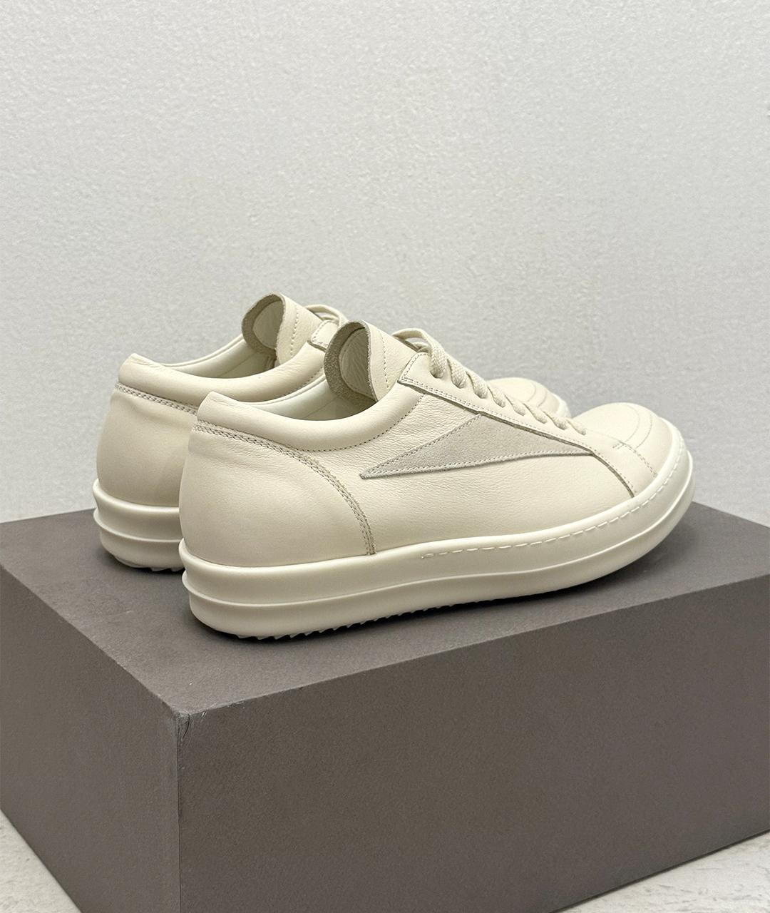 RICK OWENS Белые кожаные низкие кроссовки / кеды, фото 6