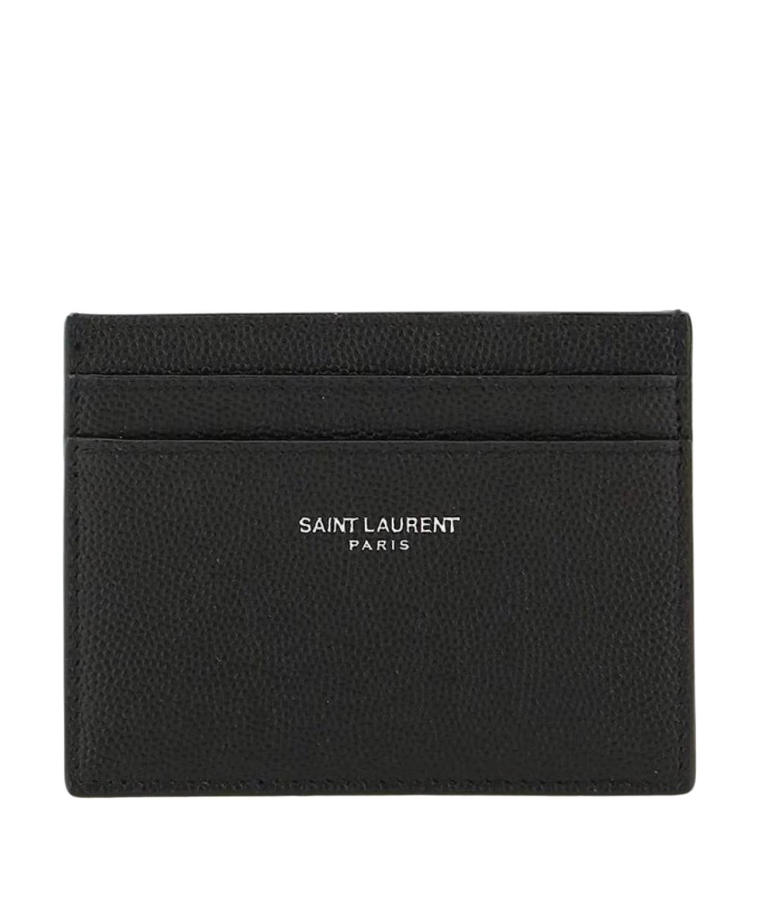 SAINT LAURENT Черный кожаный кардхолдер, фото 1