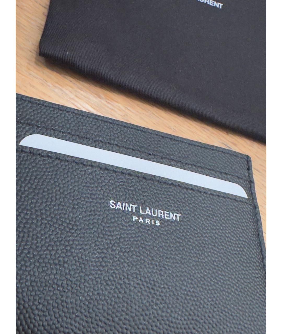 SAINT LAURENT Черный кожаный кардхолдер, фото 5
