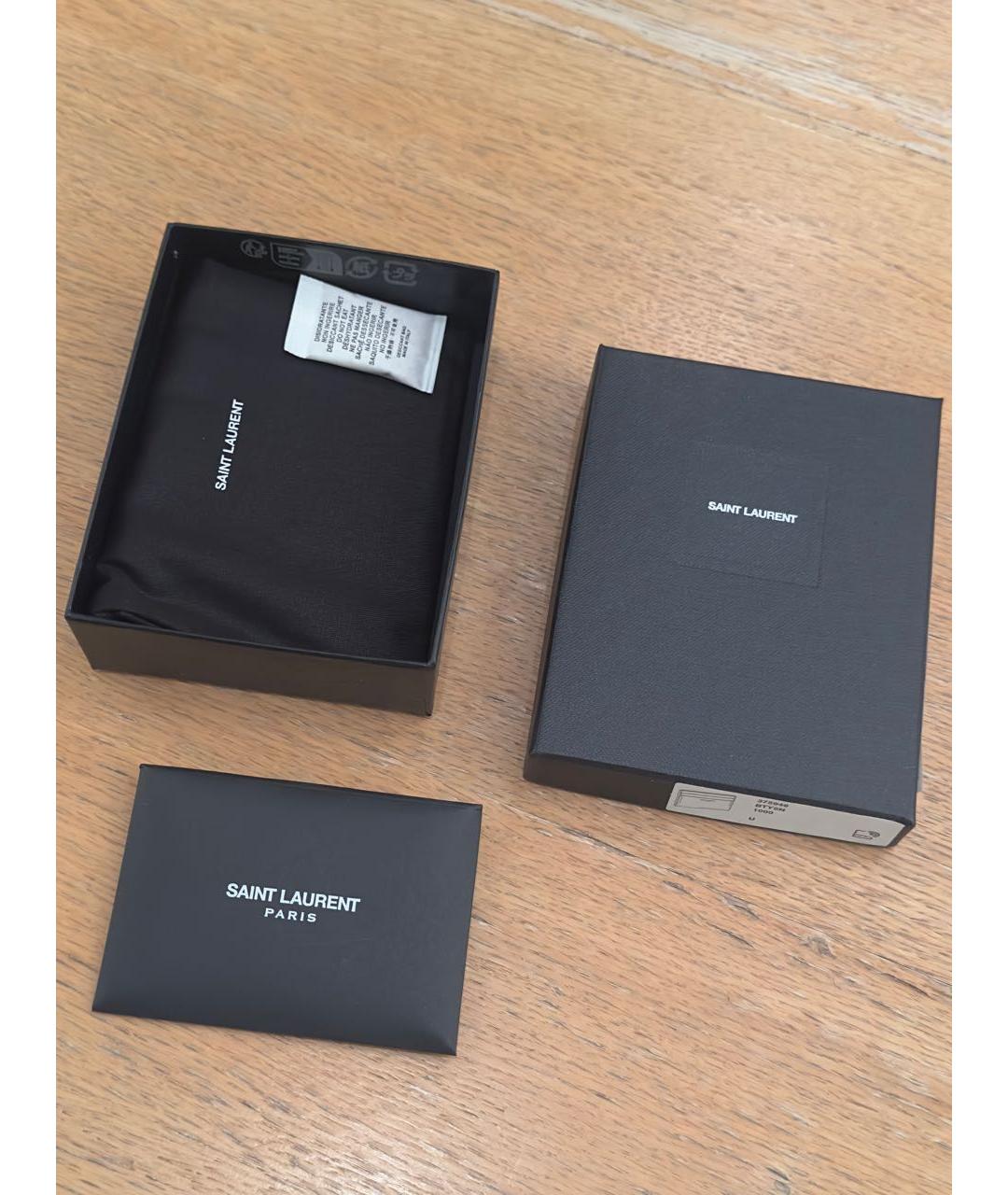 SAINT LAURENT Черный кожаный кардхолдер, фото 3