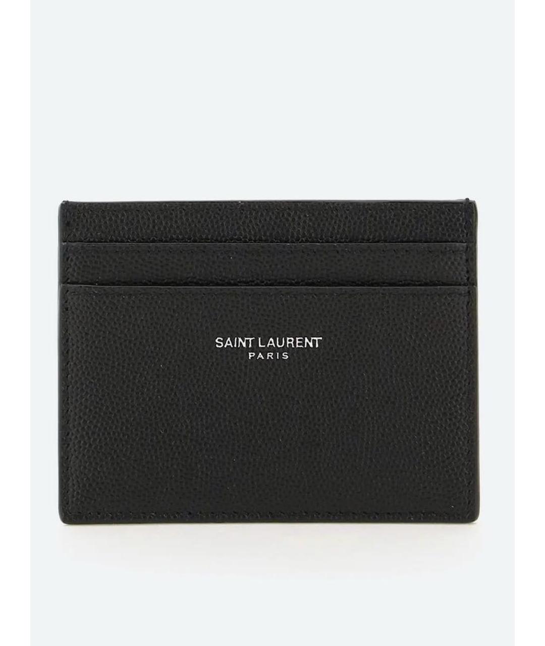 SAINT LAURENT Черный кожаный кардхолдер, фото 9