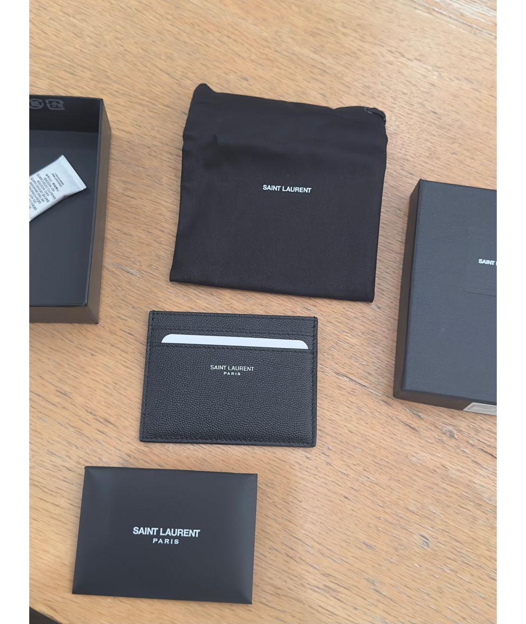 SAINT LAURENT Черный кожаный кардхолдер, фото 4
