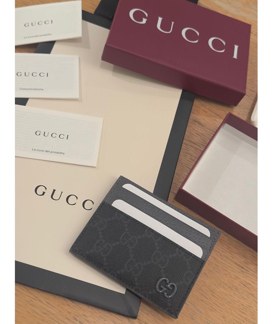 GUCCI Серый кожаный кардхолдер, фото 2
