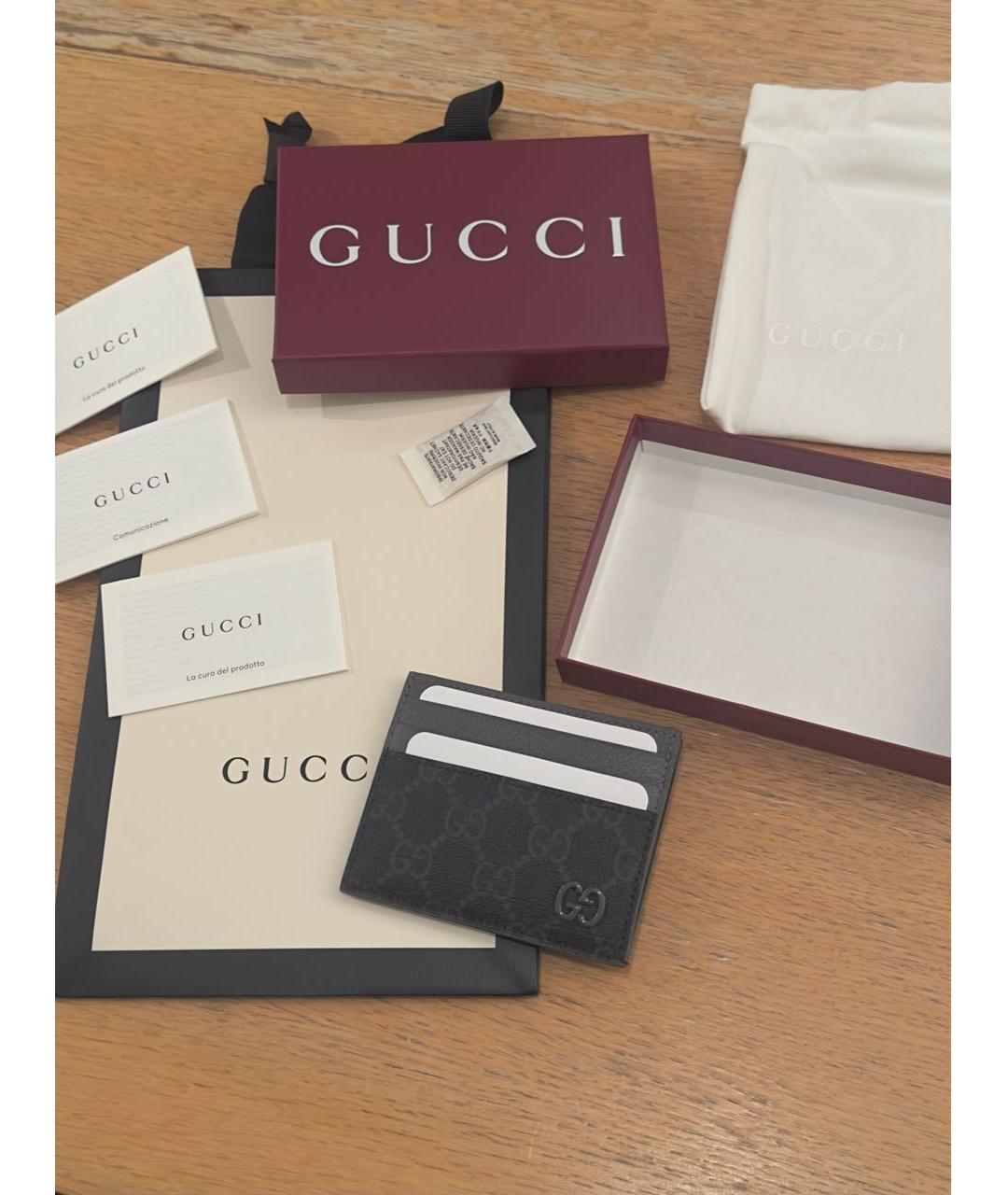 GUCCI Серый кожаный кардхолдер, фото 5