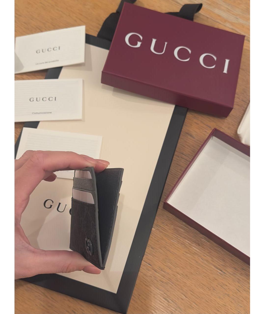 GUCCI Серый кожаный кардхолдер, фото 7