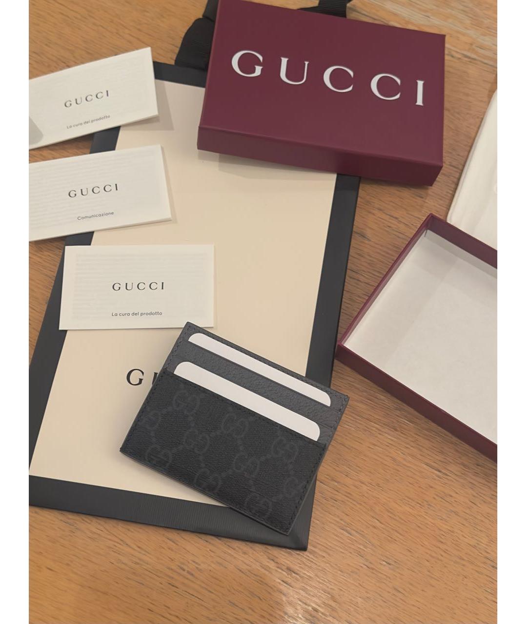 GUCCI Серый кожаный кардхолдер, фото 8