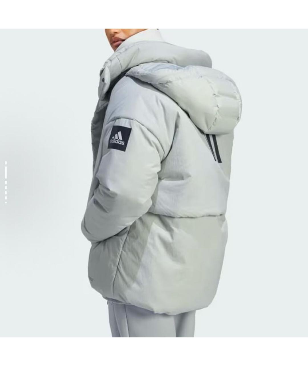 ADIDAS Серый полиамидовый пуховик, фото 5