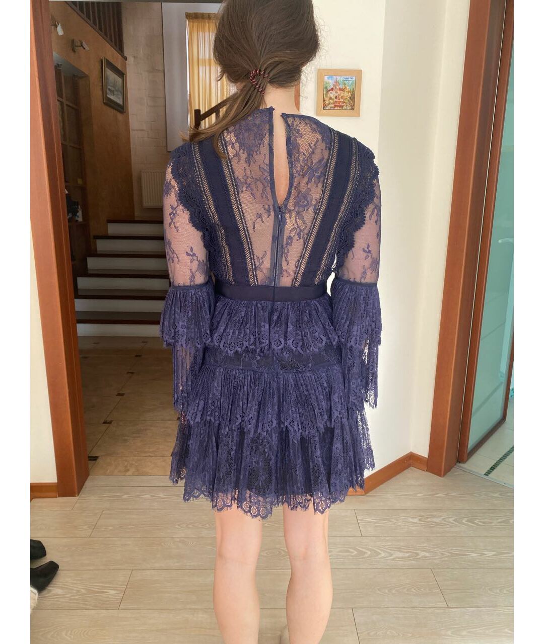 SELF-PORTRAIT Фиолетовое полиэстеровое вечернее платье, фото 2