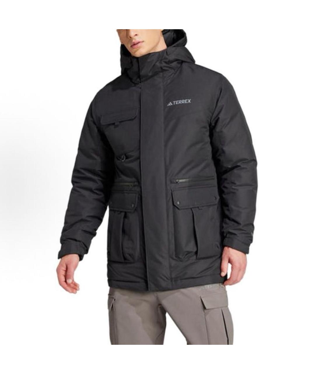 ADIDAS Черная полиэстеровая парка, фото 2