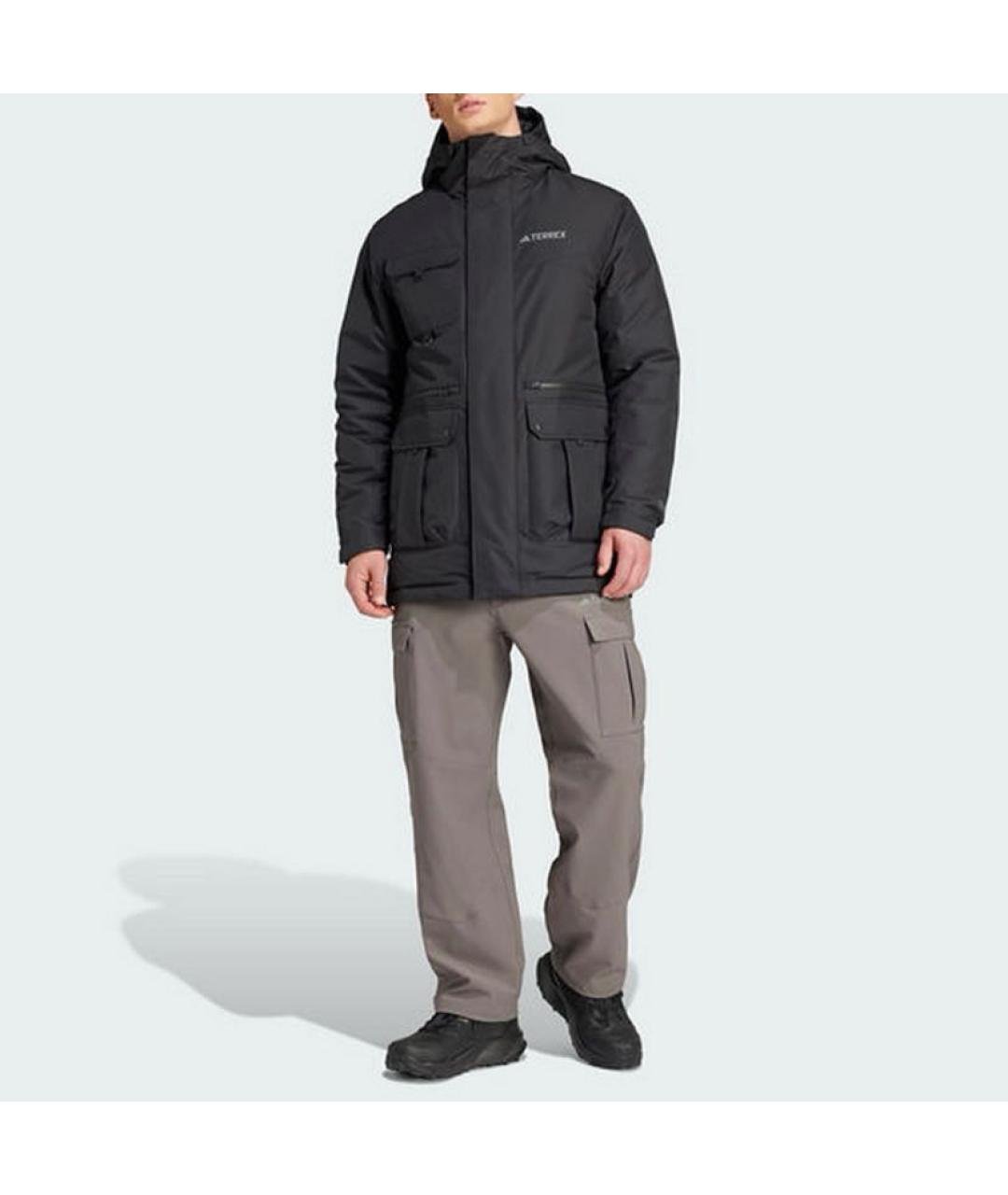 ADIDAS Черная полиэстеровая парка, фото 5