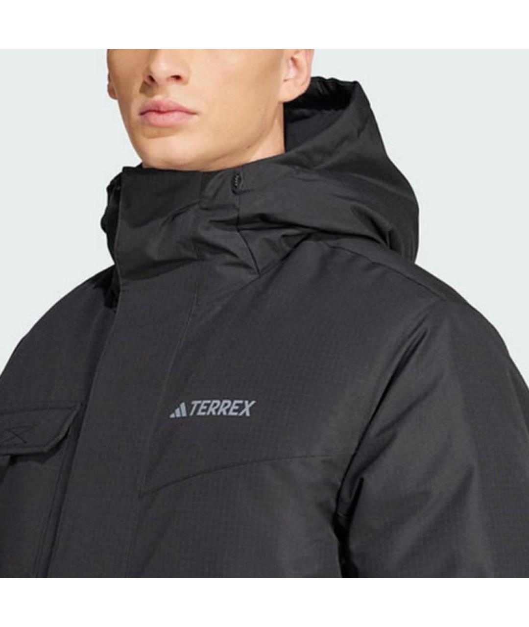 ADIDAS Черная полиэстеровая парка, фото 3