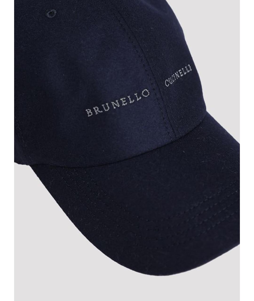 BRUNELLO CUCINELLI Темно-синяя кашемировая кепка/бейсболка, фото 2