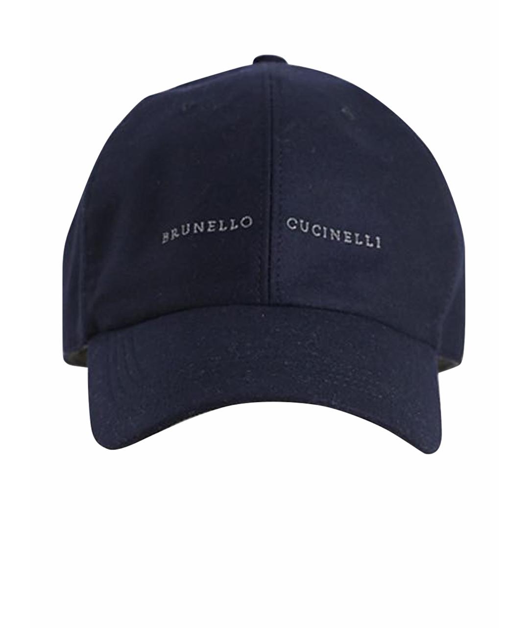 BRUNELLO CUCINELLI Темно-синяя кашемировая кепка/бейсболка, фото 1