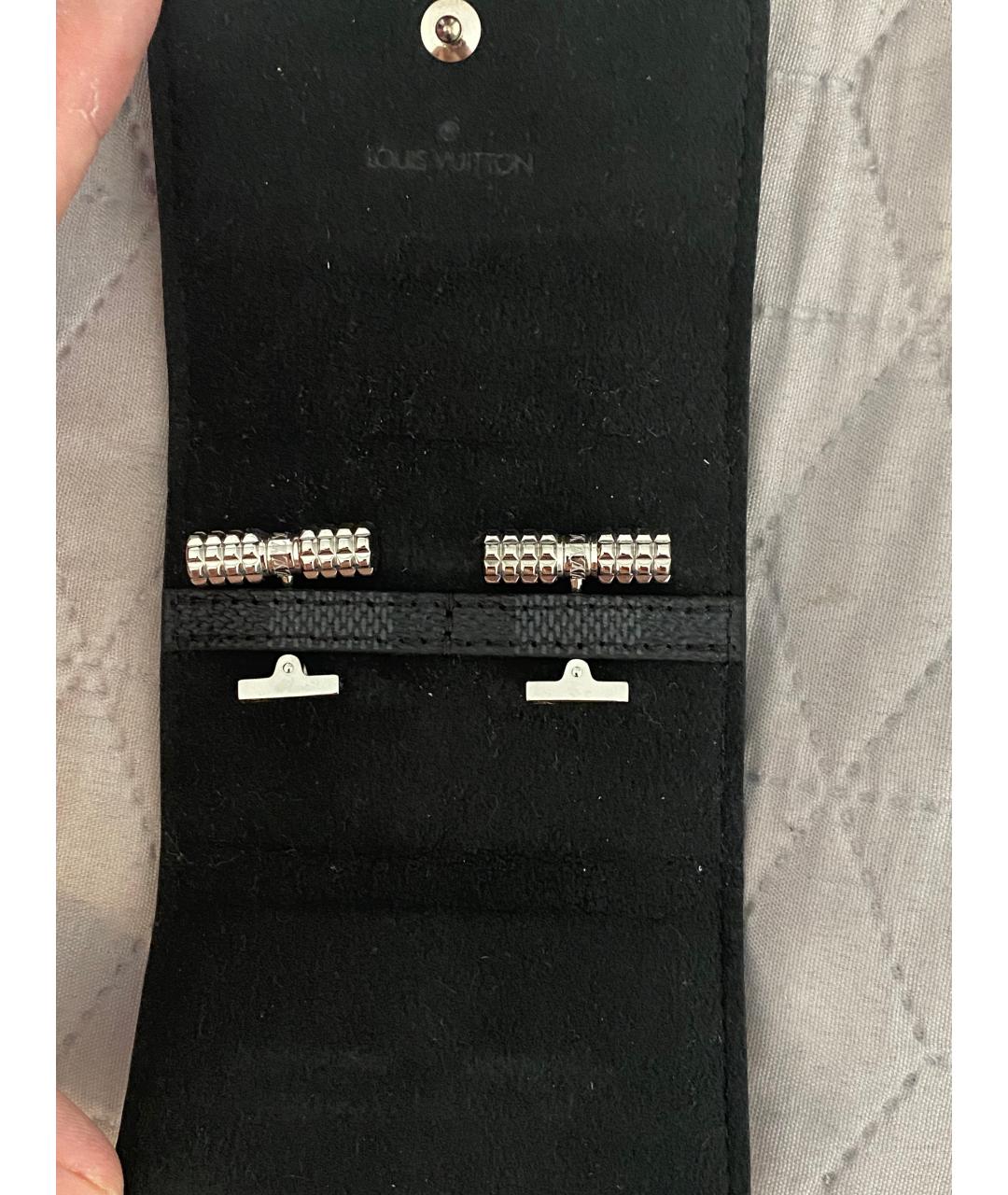 LOUIS VUITTON Серебряные кожаные запонки, фото 4