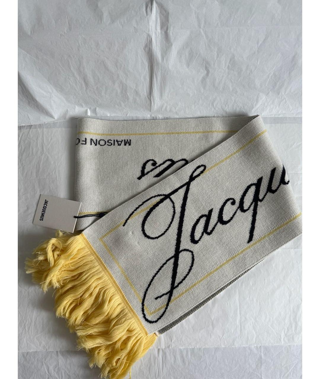 JACQUEMUS Бежевый шерстяной шарф, фото 5