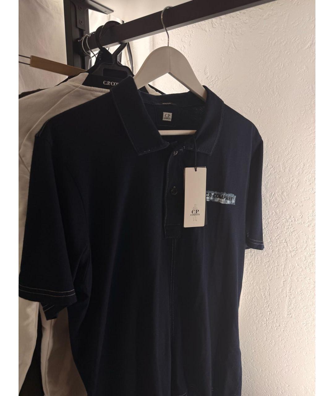 CP COMPANY Темно-синее хлопковое поло с коротким рукавом, фото 4