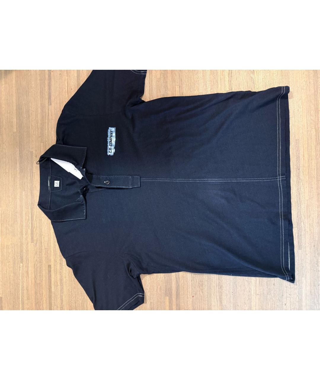 CP COMPANY Темно-синее хлопковое поло с коротким рукавом, фото 2